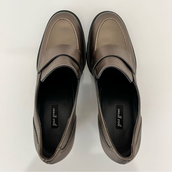 PAUL GREEN Nina Loafer Pump in Grunge Metallic Leather Size 10 NEW - Picture 8 of 14